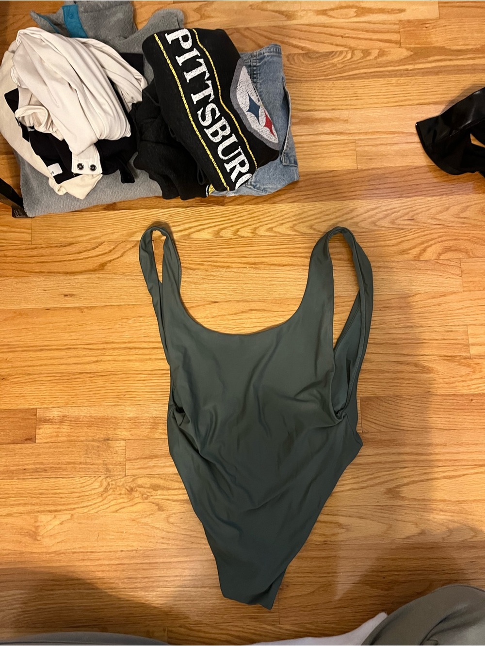 aerie Olive Green Scoop-Back One-Piece Swimsuit